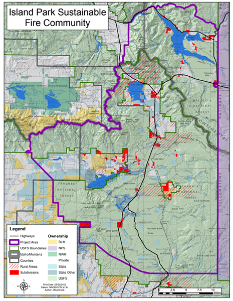 mapholder map of island park fire communities